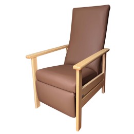 Sillón relax reclinable con reposapiernas y estructura de madera